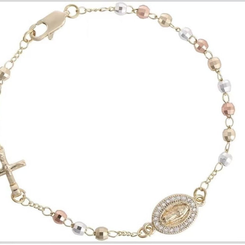 Gold Cross Medal Light Luxury Minority Goddess With Bracelets