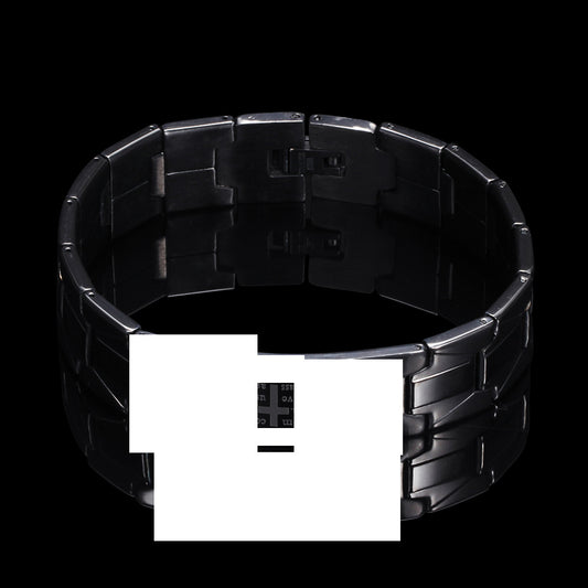 Men's Geometric Cross Black White Stainless Steel Watch Bracelets