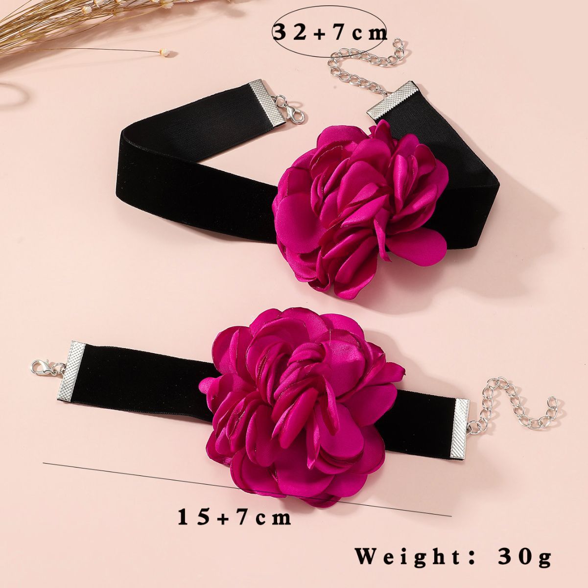 Handmade Rose Flower Exaggerated Flocking French Necklaces