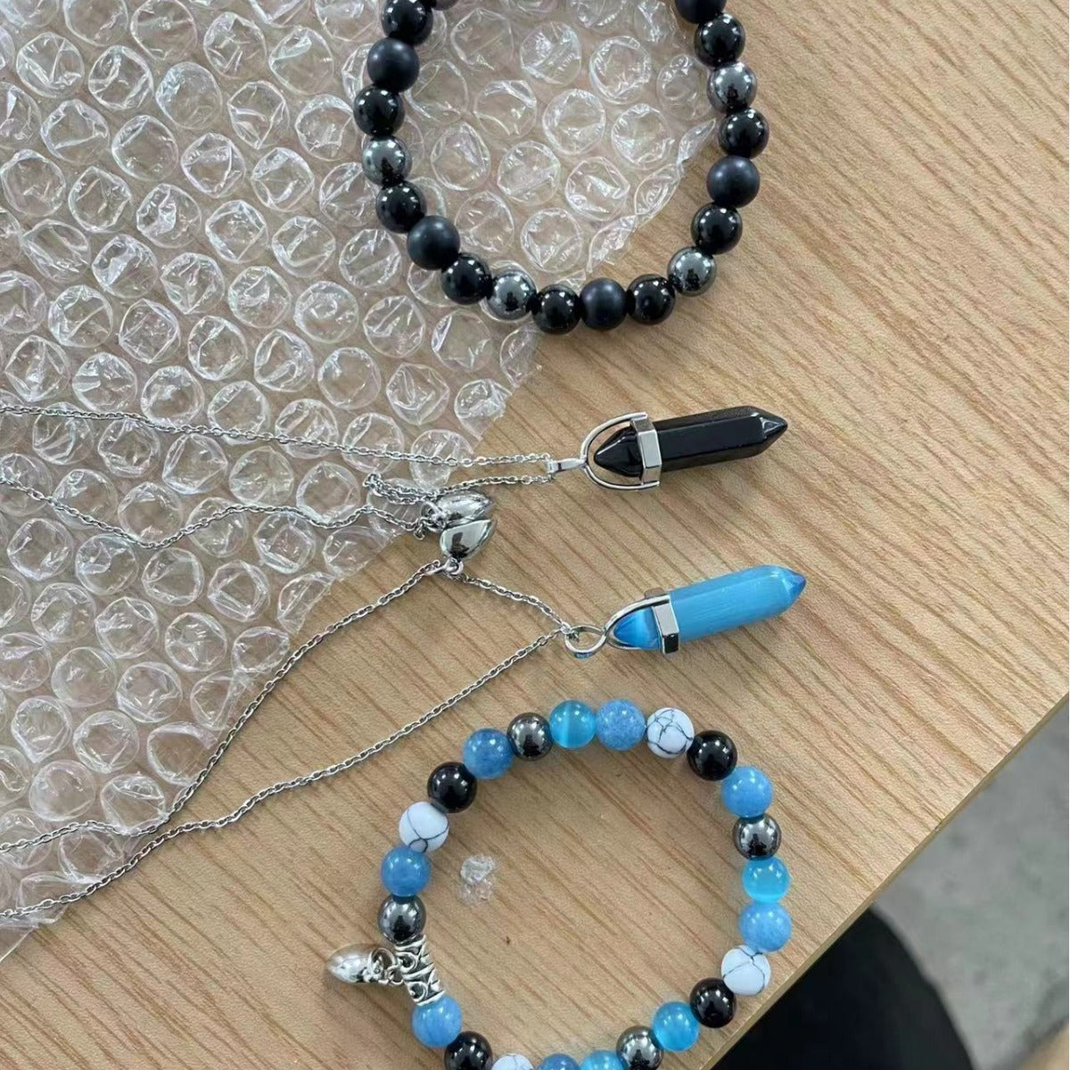 Variety Of Pink Jade White Turquoise Bracelets