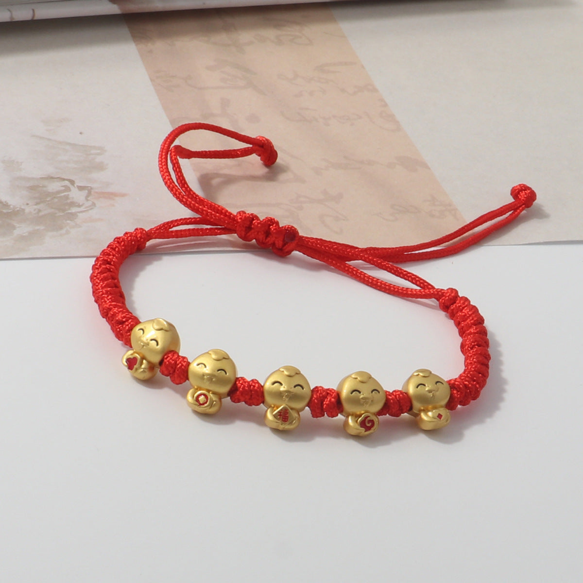 Red Rope Woven Five Blessings Fu Bracelets