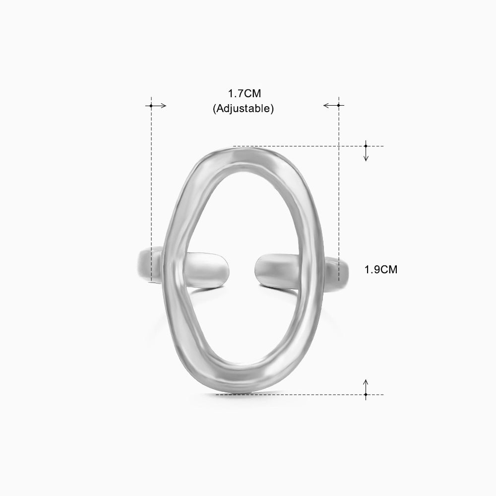 Women's Popular Stainless Steel Geometric Ellipse French Retro Rings