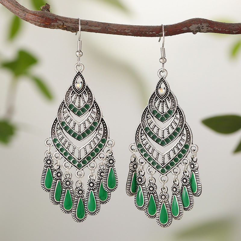 Spot Drill Drop Oil Vintage Craft Earrings