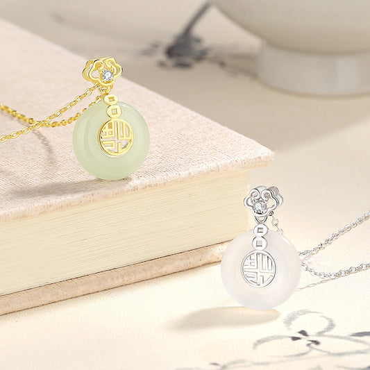 Women's Peace Buckle Sterling Sier Gold Plated Jade Necklaces