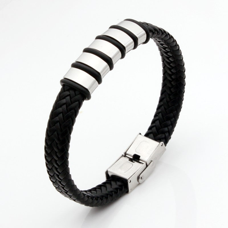 Women's & Men's Braided Rope Korean Style Stainless Steel Leather Couple Small Bracelets