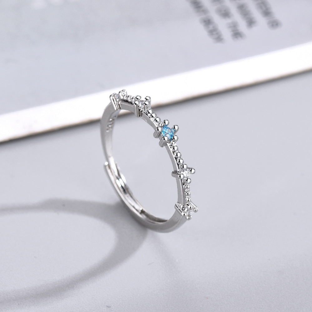 Women's & Men's Simple Temperament Small Fresh Inlaid Zircon Couple For Versatile Rings