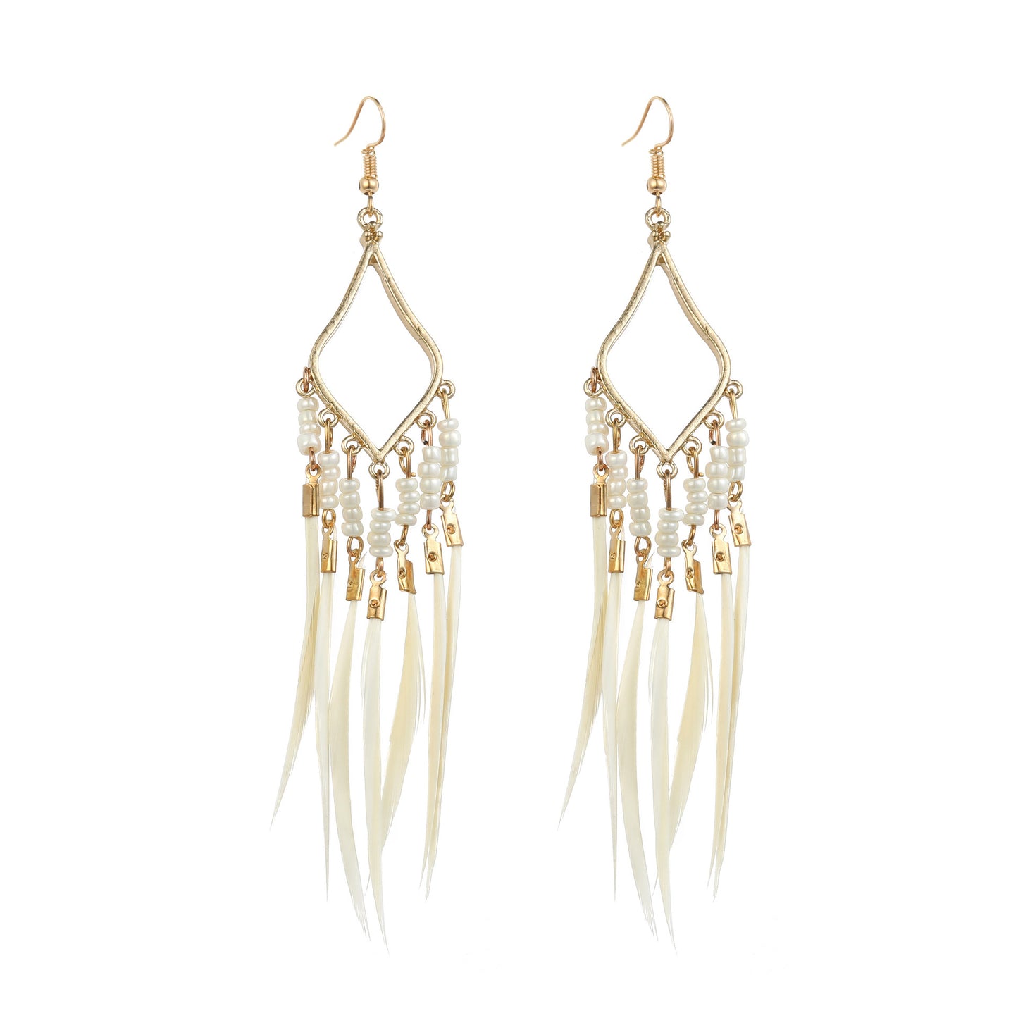 Hook Retro Personality Handmade Leaves Tassel Earrings