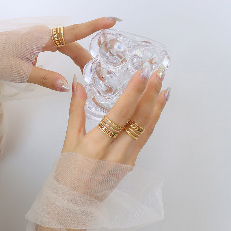 Steel Gold-plated Geometric Mixed Fashion Diverse Colorfast Hip Rings