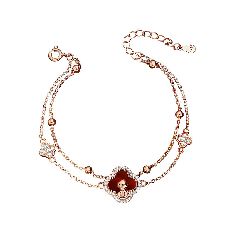 Women's Lucky Cute Snake Sterling Sier Chinese High Bracelets