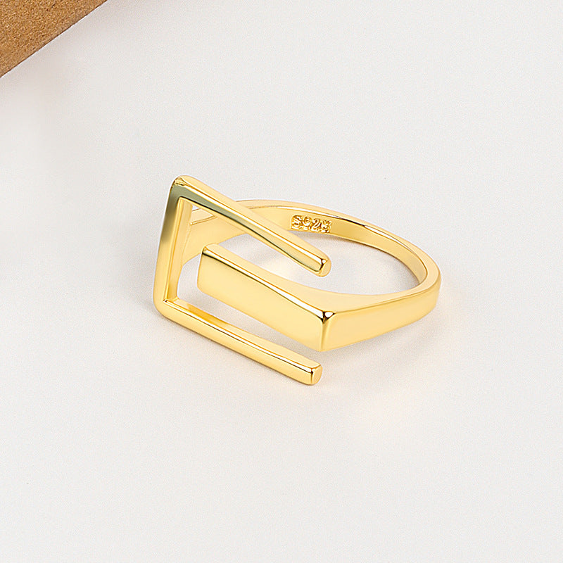Hollow Square Female Personality Trend Letter Open Rings