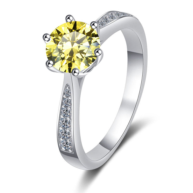 Women's Moissanite Sterling Sier Points Karat Classic Rings