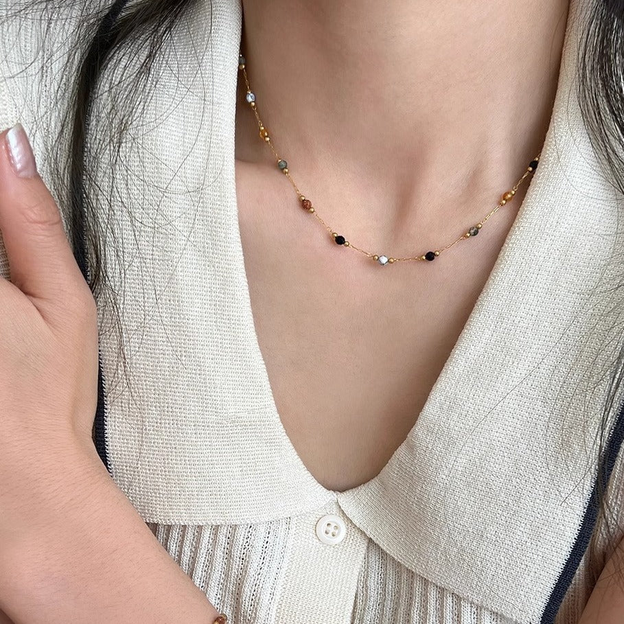 Personality Simple Natural Silk Handmade Beaded Set Clavicle Necklaces