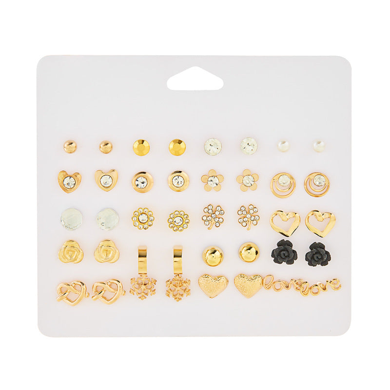 Suit Geometric Pairs Storage Ear Multicolor Earrings