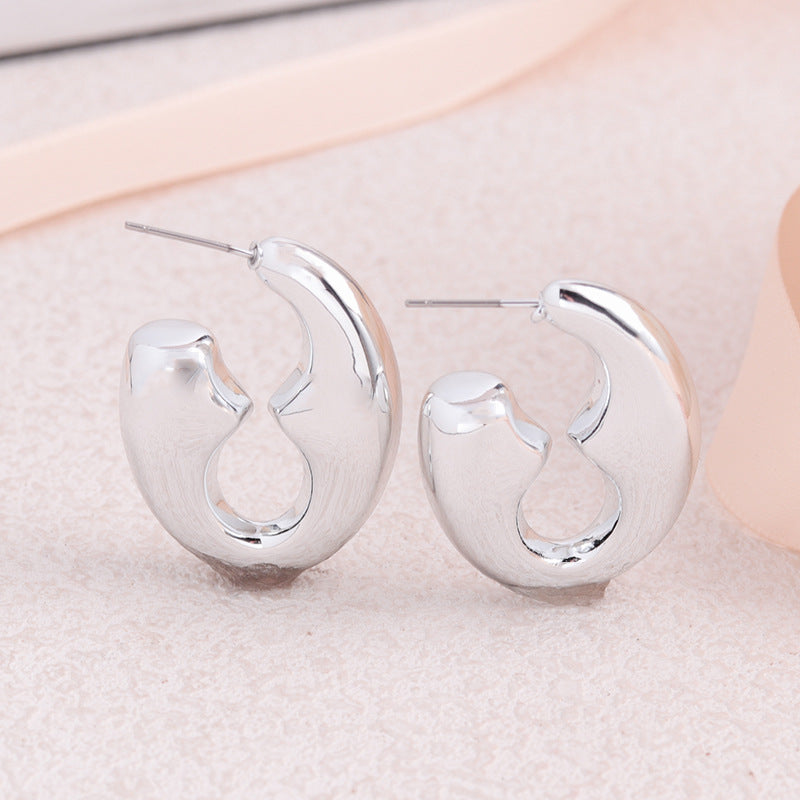 Women's Sier Color Bowknot Round Acrylic High-grade Light Earrings