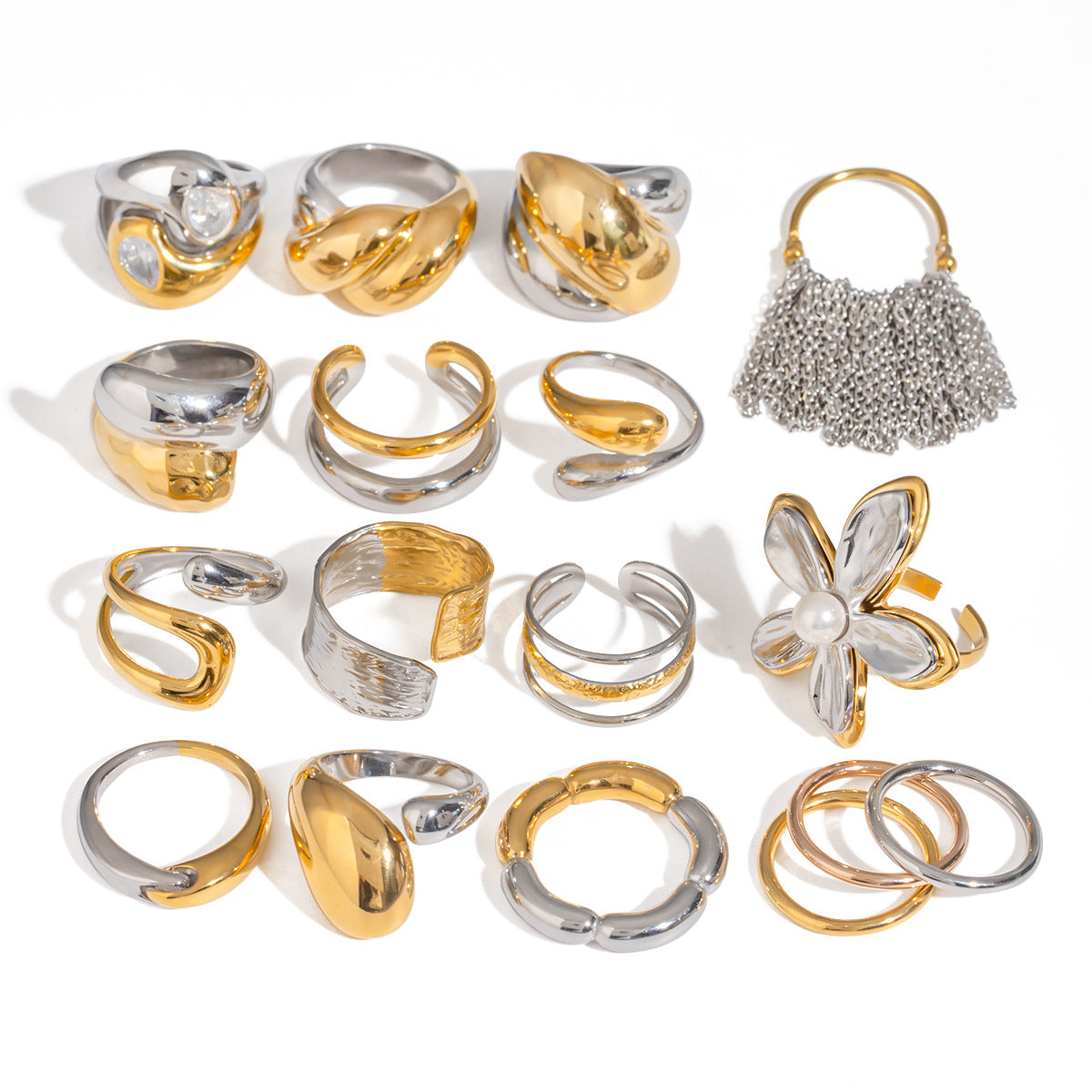 Ornament Stainless Steel Flower Simple High-grade Rings