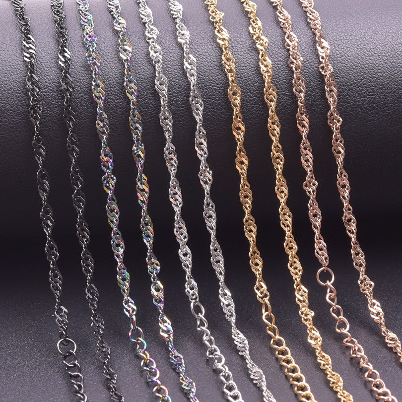 Wave Chain Golden Clavicle Stainless Steel Necklaces