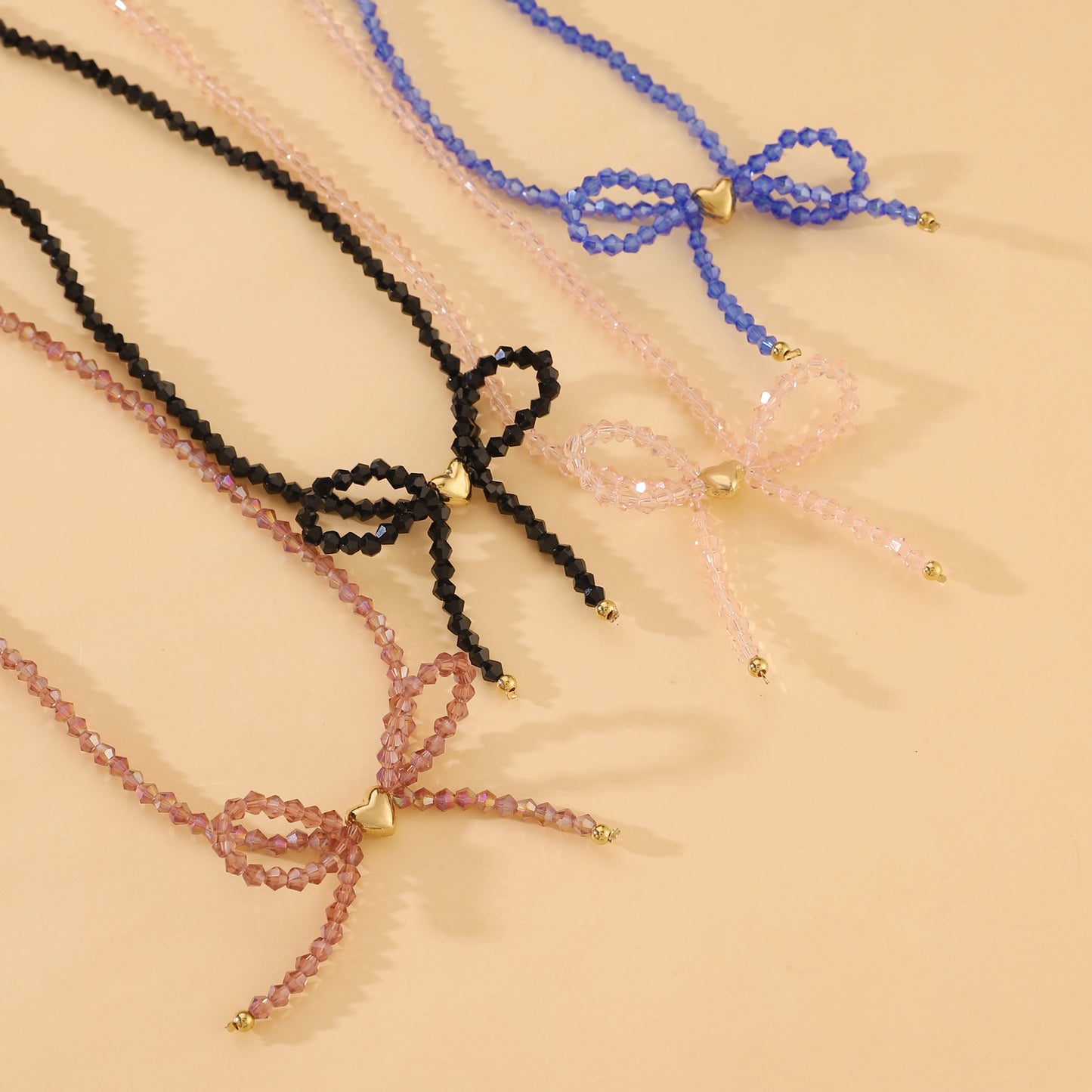Women's Dopamine Crystal Bow Beaded For Graceful Personality Necklaces