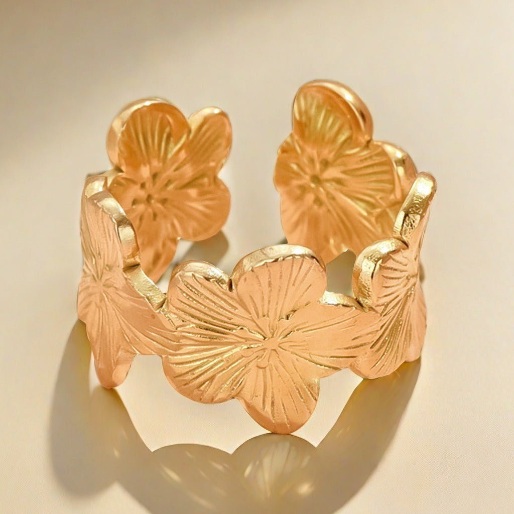 Women's Open Adjustable Gold-plated Popular Stainless Steel Rings