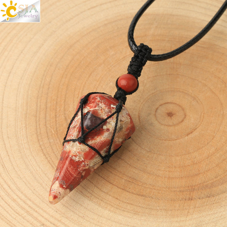 Women's Ornament Hand-woven Hexagonal Prism Stone Accessories Necklaces