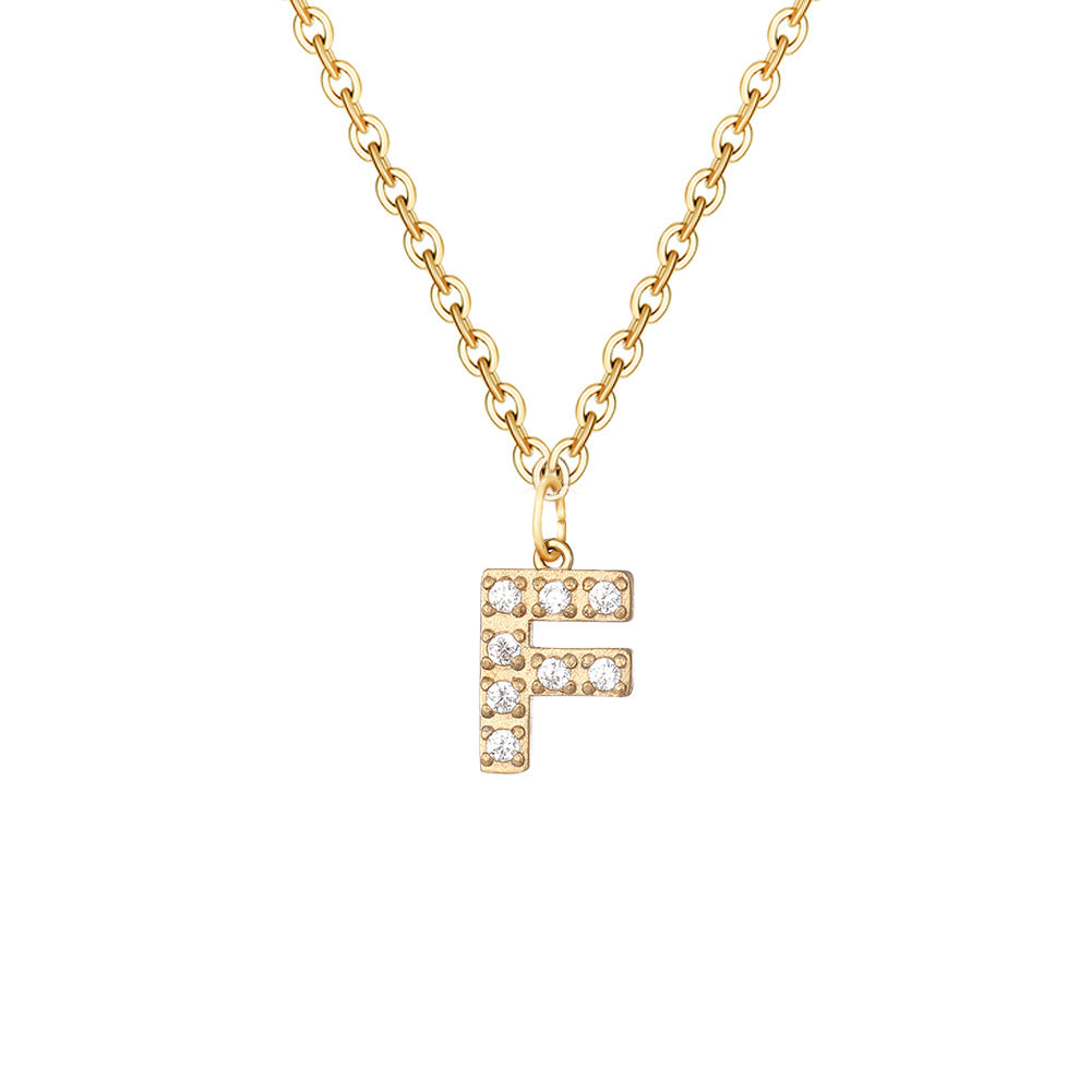 Simple Stainless Steel Diamond Letters Gold-plated Clavicle Necklaces