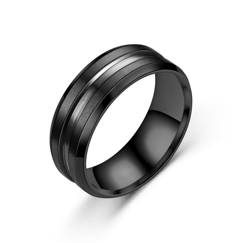 Men's Lucky Jewelry Titanium Steel Personality Bevel Slotted Color Rings