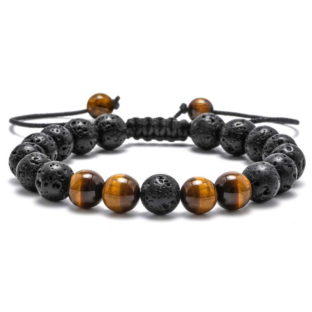 Turquoise Woven Lava Stone Adjustable Volcanic Bracelets