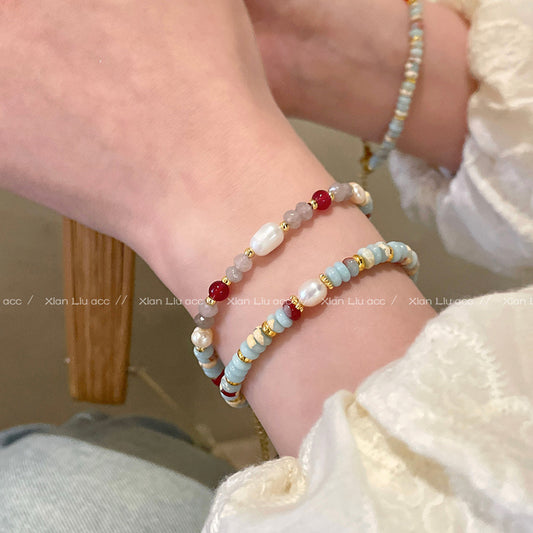 Pearl Stone Colorful Beaded Niche Retro Affordable Luxury Bracelets