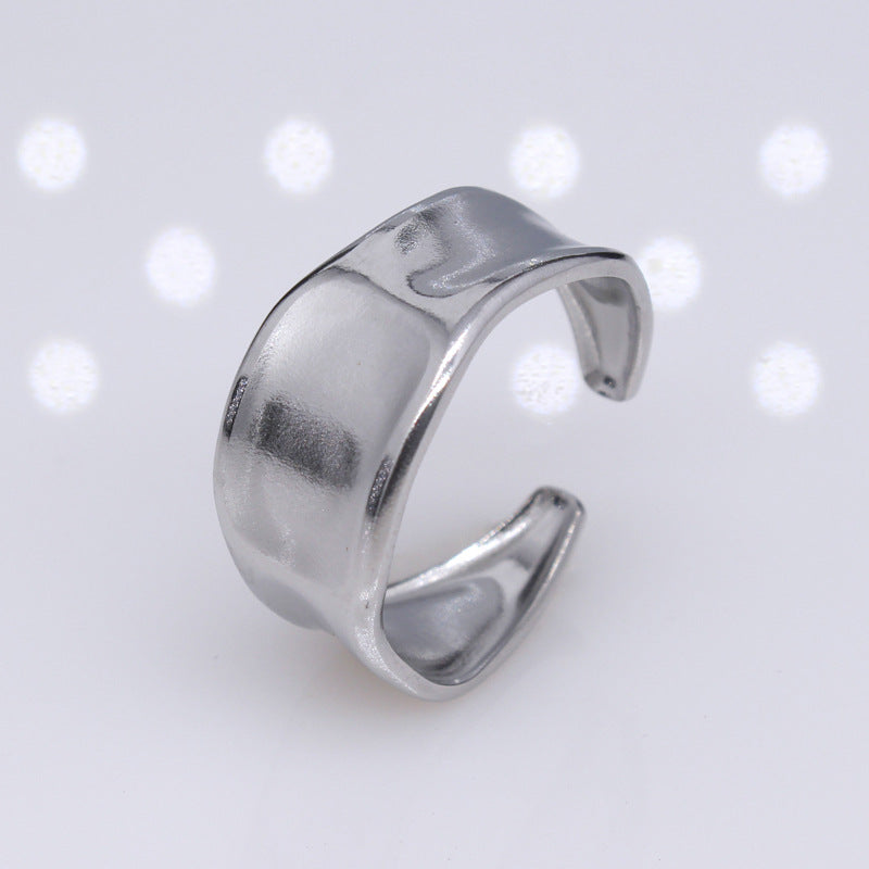 Pleated Titanium Steel Female Open Adjustable Rings