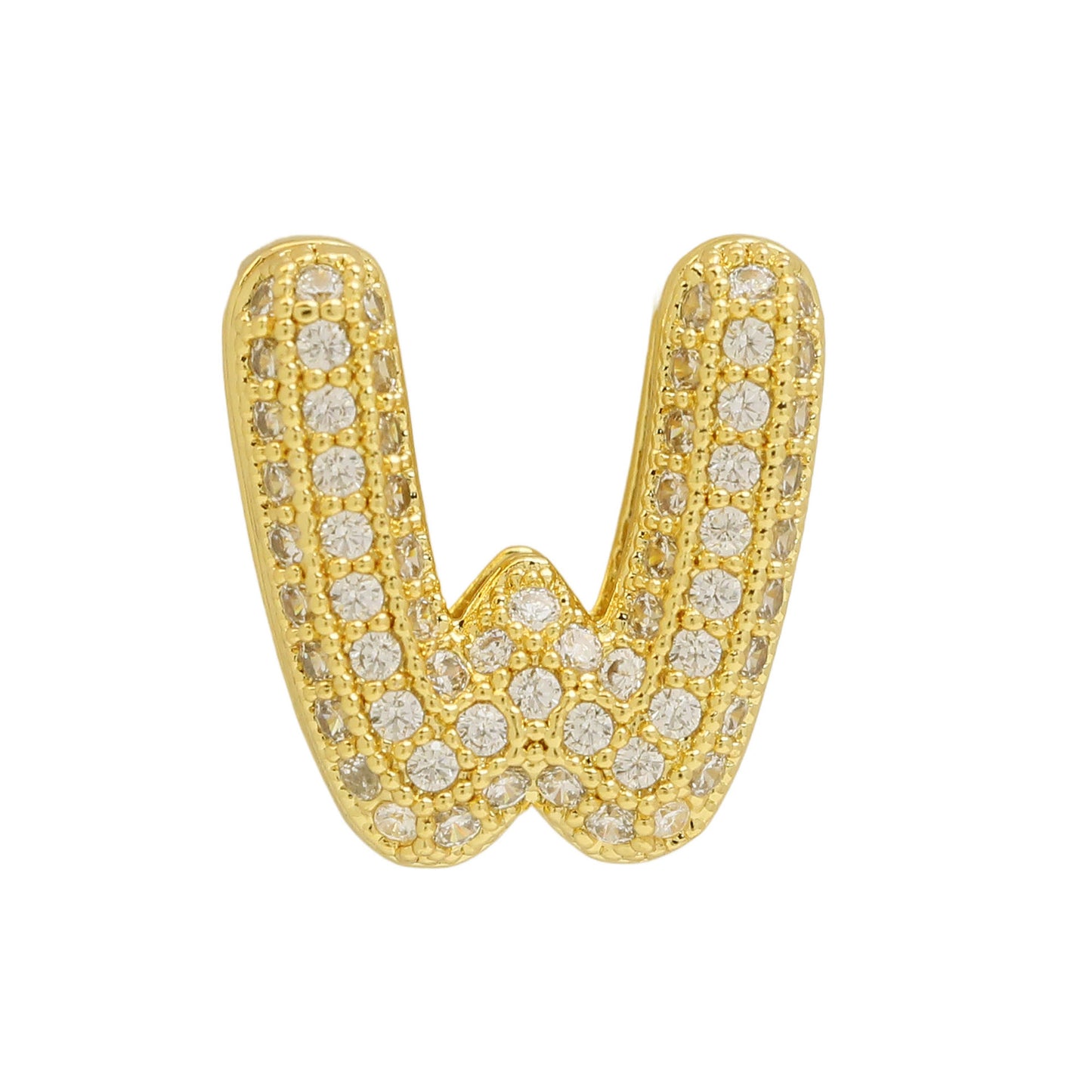 Golden Chubby Balloon Bubble Zircon Letter Bracelets
