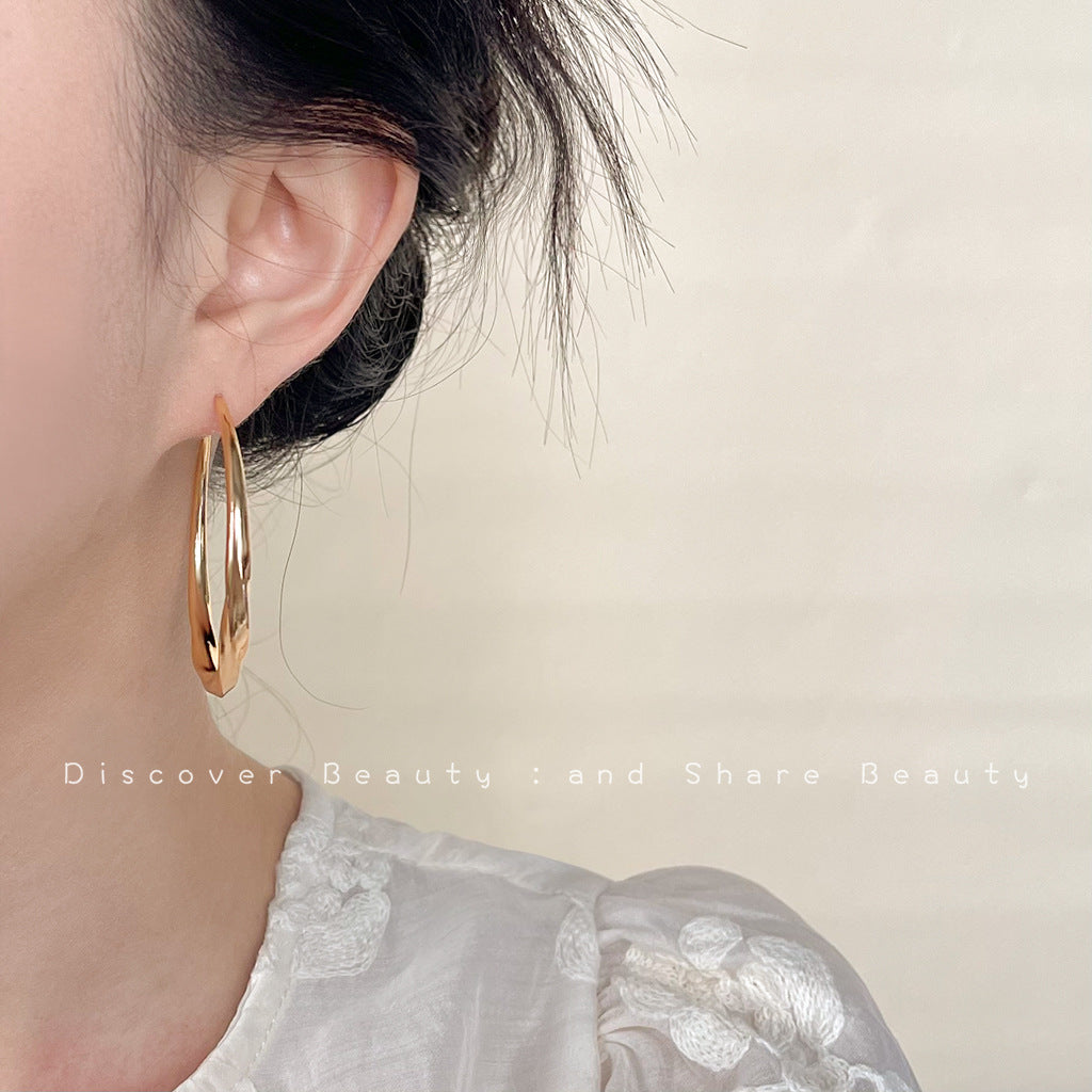 Women's Affordable Luxury Style Zircon Geometric Large Hoop Exaggerated Personalized Earrings
