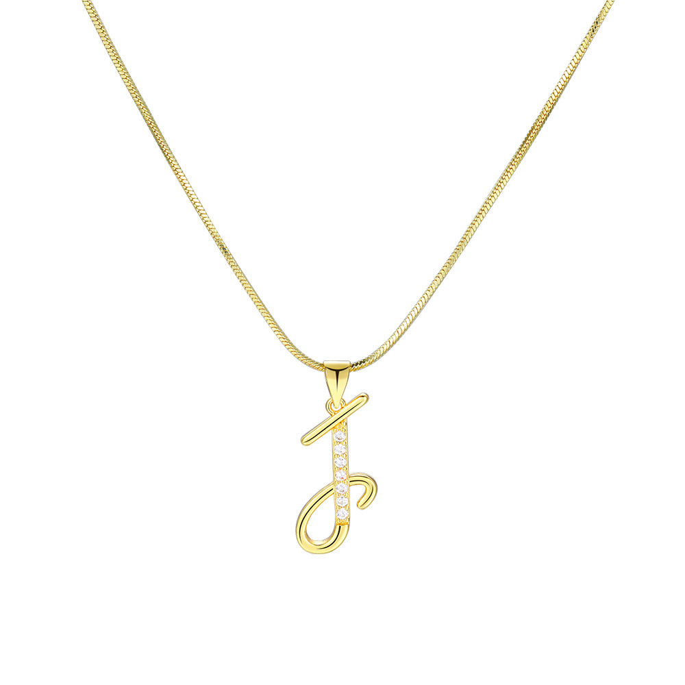 Simple Copper Inlaid Zircon Snake Chain Necklaces