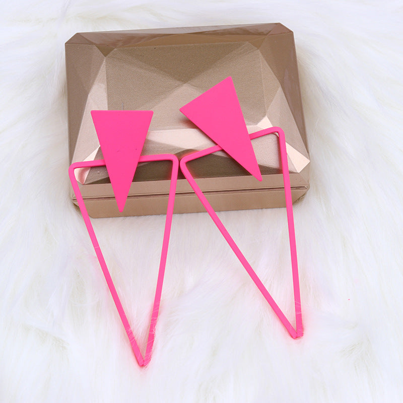 Triangle Stitching Spray Paint High Profile Earrings