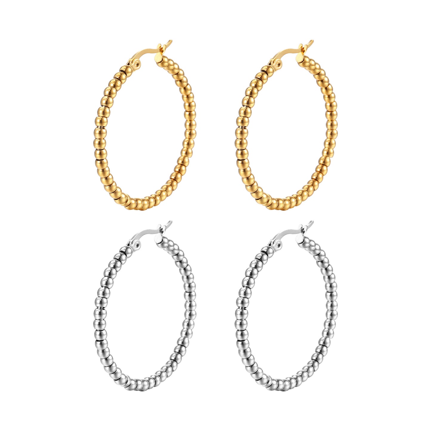 Steel Ball Stainless Round Personalized Ear Clips Simple Style Earrings