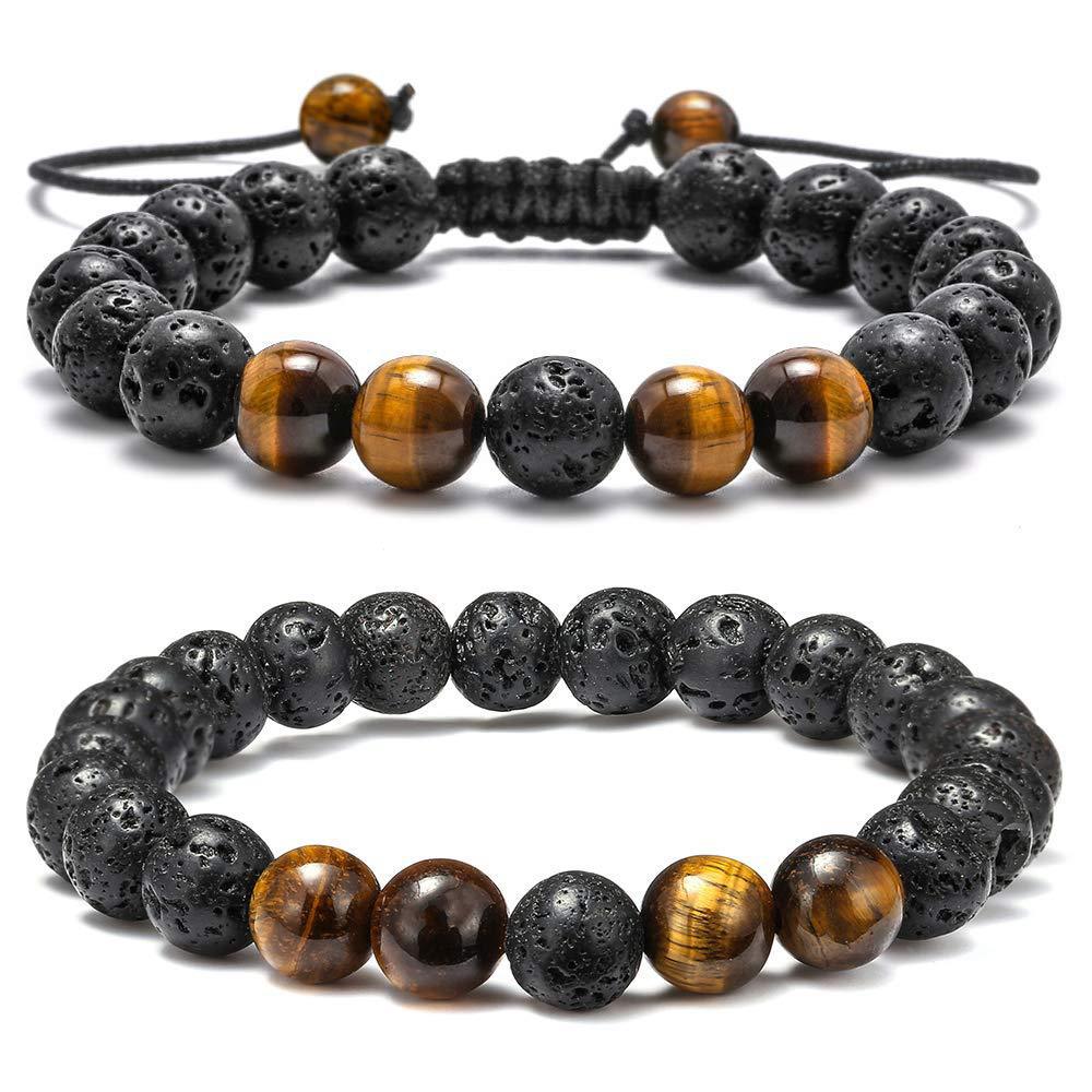 Turquoise Woven Lava Stone Adjustable Volcanic Bracelets
