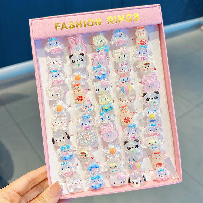 Children's Cartoon Nostalgic Frosted Texture Plastic Kindergarten Rings