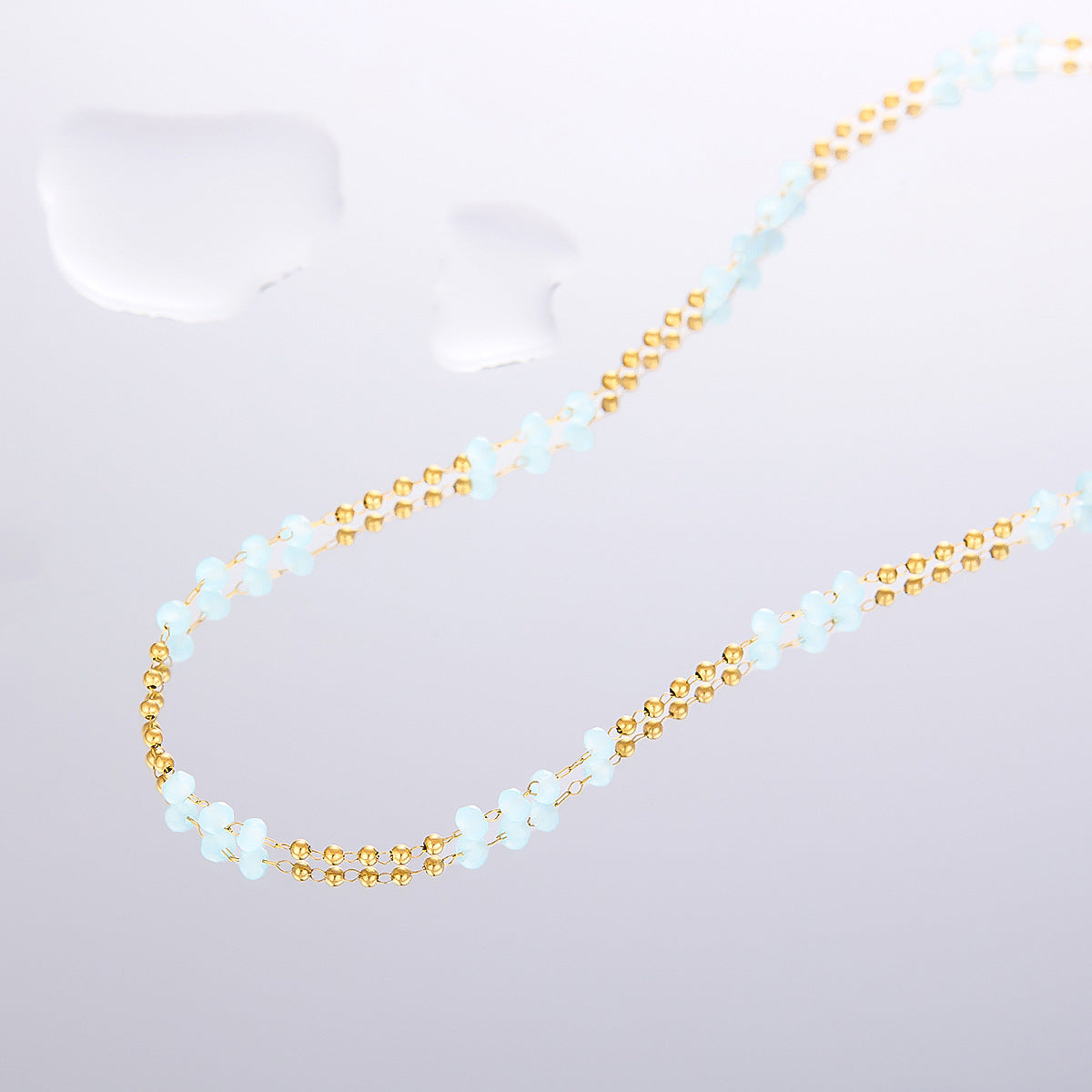 Warm Ornament Sky Blue Handmade Bead Necklaces