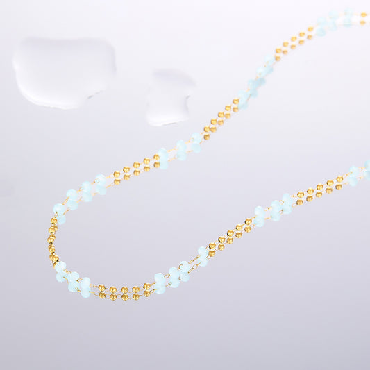 Warm Ornament Sky Blue Handmade Bead Necklaces