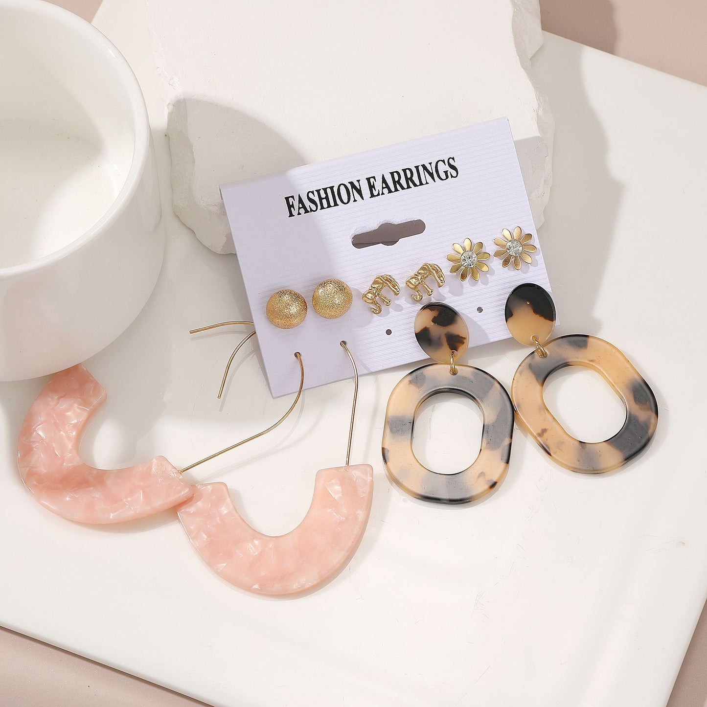 Pearl Creative Tassel Suit Boho Flower Earrings