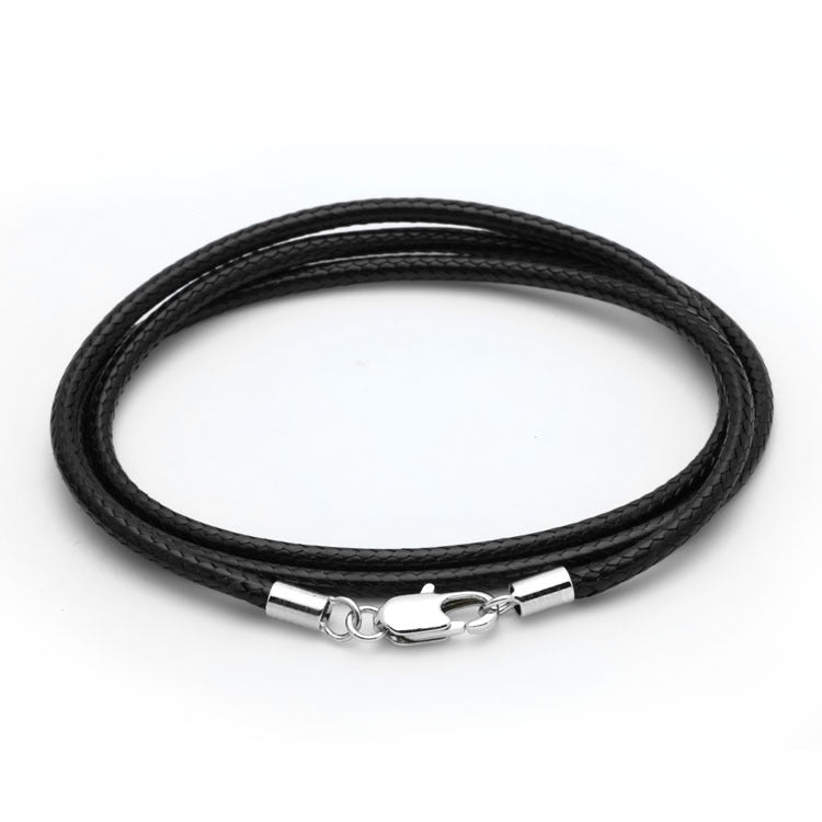 Women's & Men's Leather Rope Lanyard Fixed Black Red Necklaces