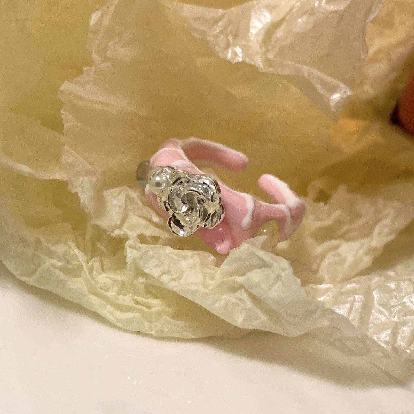 Strawberry Eye Drops Color Enamel Drip Glazed Dopamine Index Finger Ring