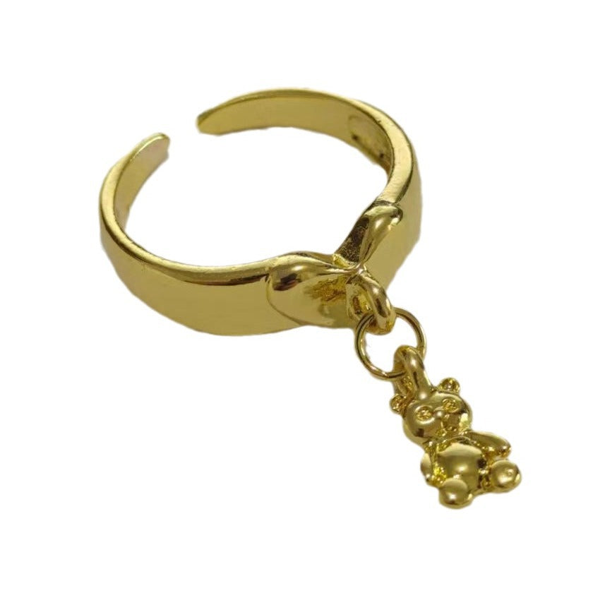 Simple Sweet Loving Heart Bear Opening Rings