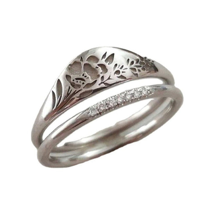 Women's Fashion Pattern Simple Rhinestone Gold Plated Rings