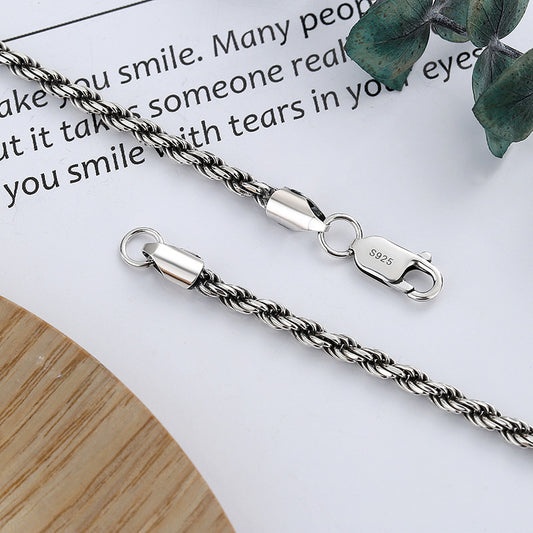 Sterling Sier Vintage Distressed Clavicle Chain Necklaces