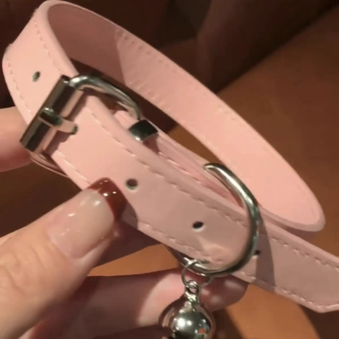 Black Leather Bell Short Niche Puppy Hand Collar