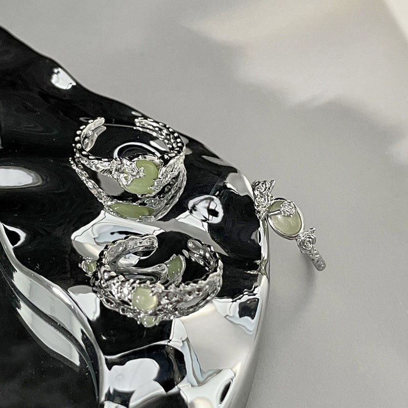 Women's Irregular Texture Rose Open National Fashion Rings