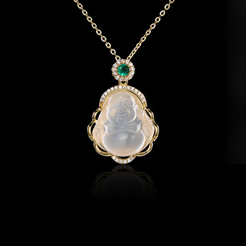 Luxury Minority Clavicle Chain White Chalcedony Necklaces