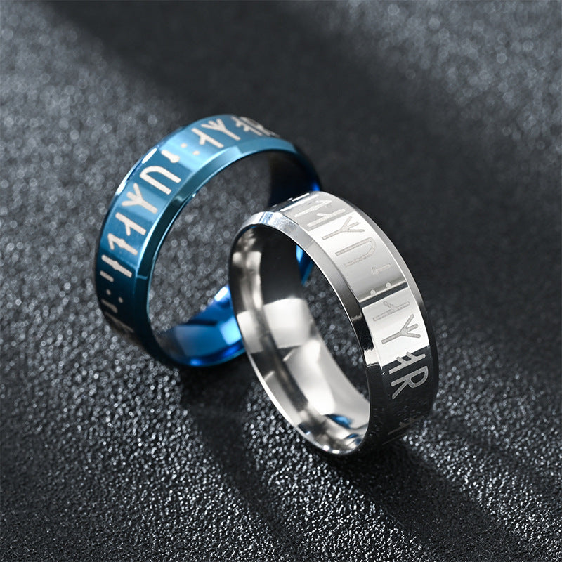 Men's Ornament Viking Letter Stainless Steel Rune Rings