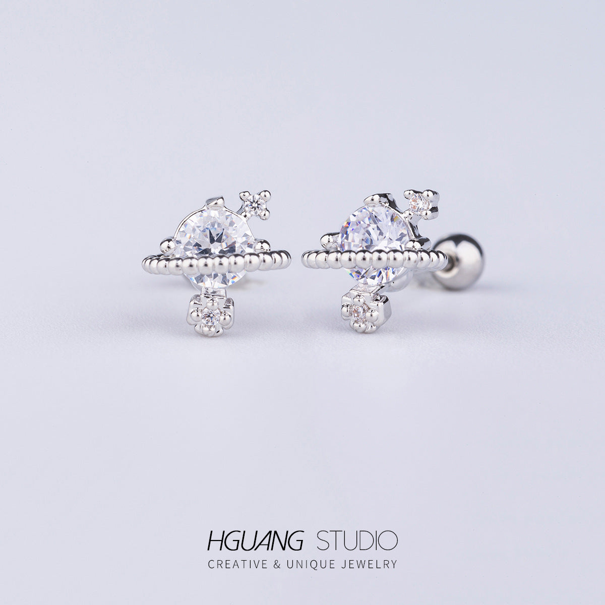 Steel Gold Micro Inlaid Zirconium Ear Earrings