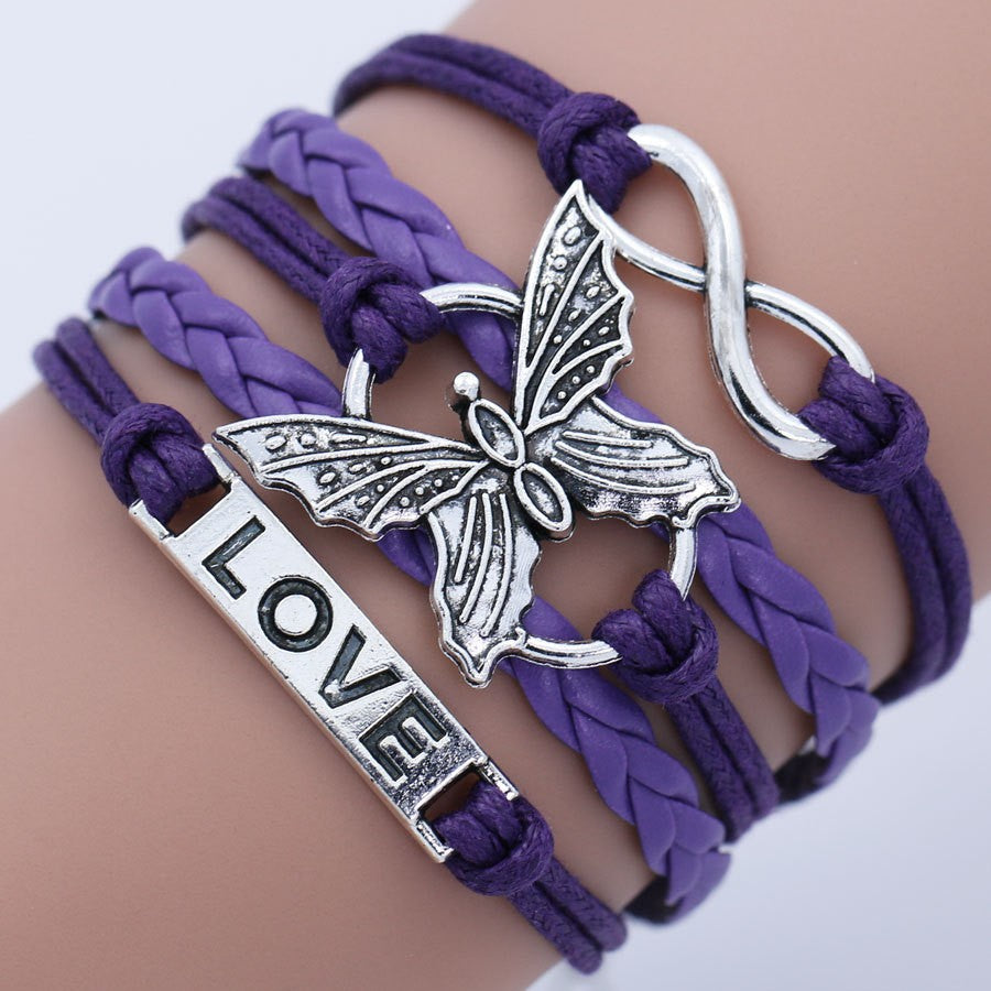 Straight Hair Hand-woven Butterfly Word Plate Bracelets