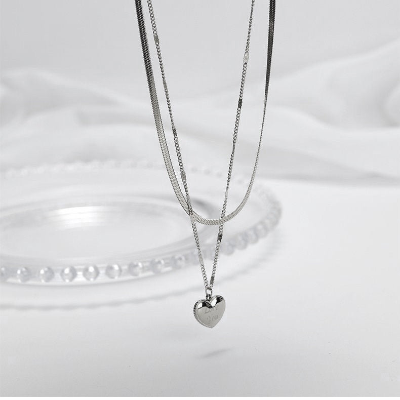 Women's With Light Luxury Letters Lovely Heart Twin Necklaces